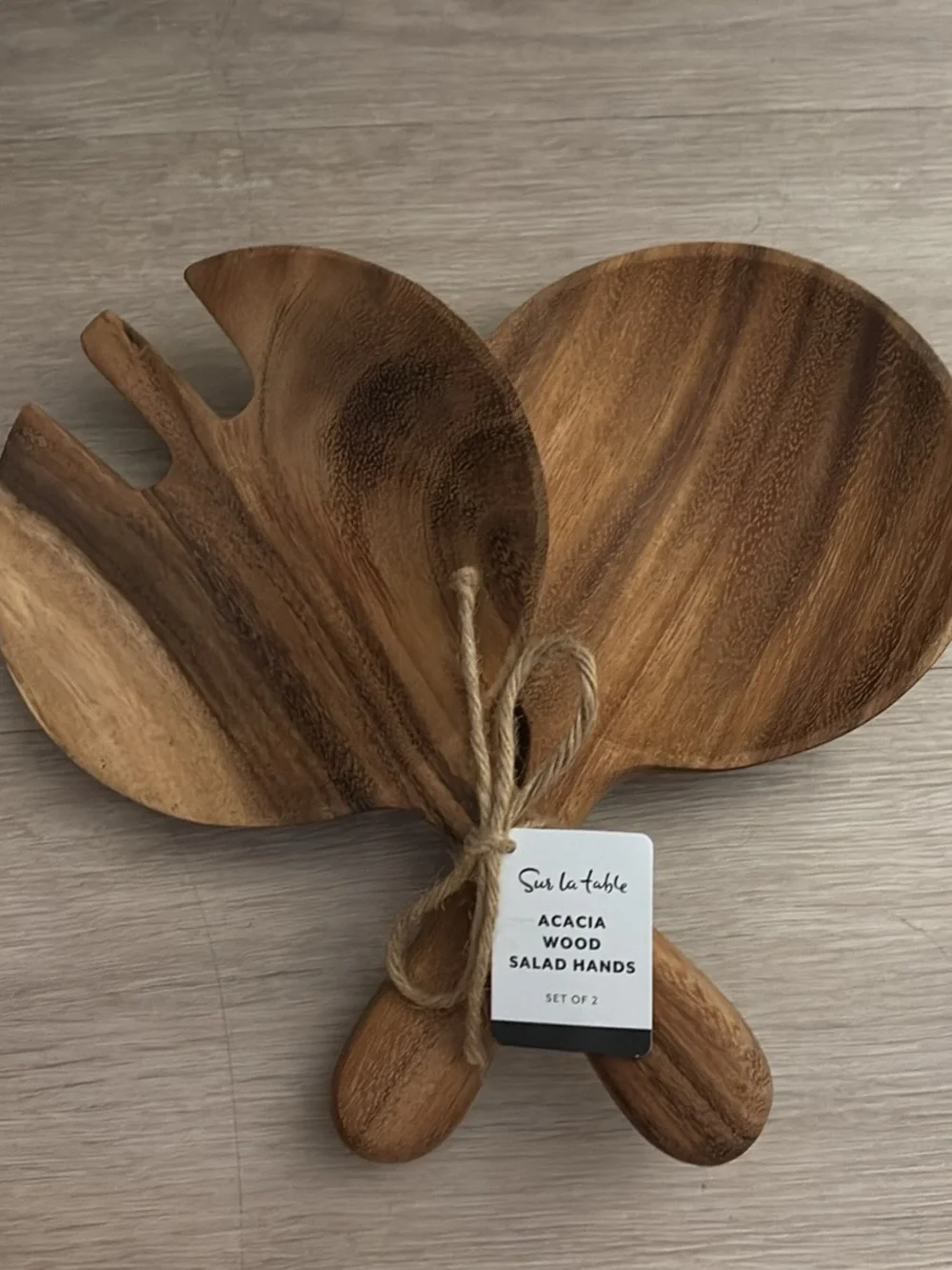 Sur La Table Acacia Wood Salad Hands – Natural Brown (Set of 2)